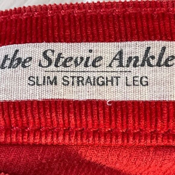 AG The Stevie Ankle Red Corduroy Cropped Jeans - Picture 4 of 12